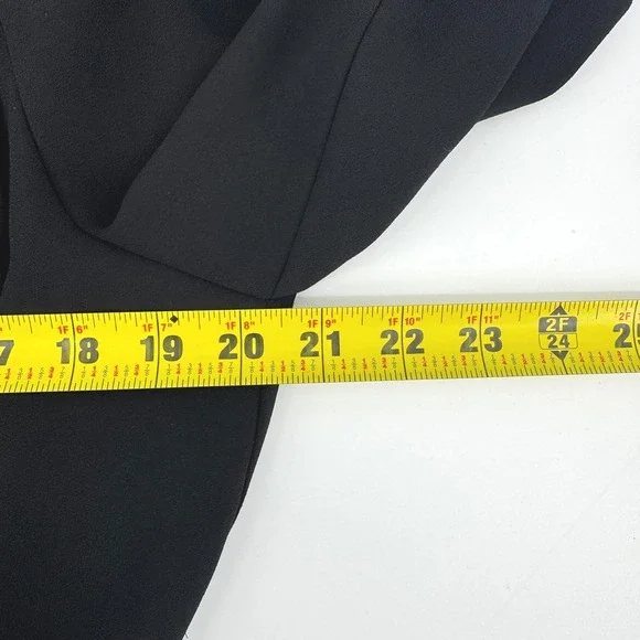 ST. JOHN‎ Black Crepe Silk Blend Long Sleeve Collared Shirt Dress Drawstring 12 - Picture 8 of 9